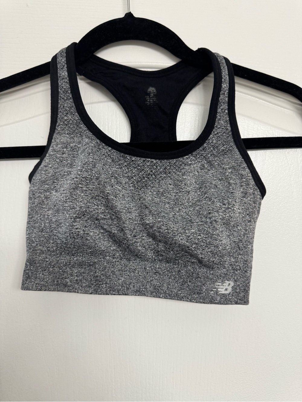 New Balance Heather Gray & Black Racerback Sports Bra
